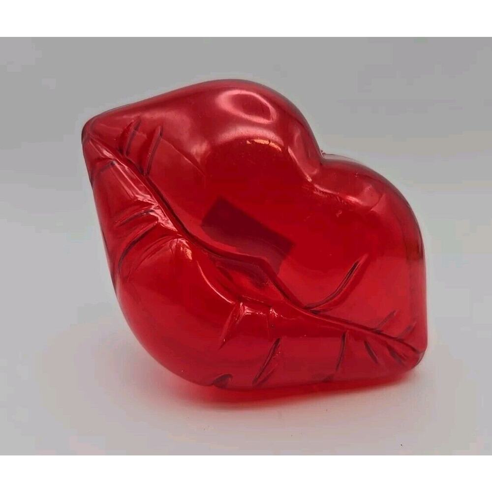 Clear Red Plastic Lips Container with Lid Amscan